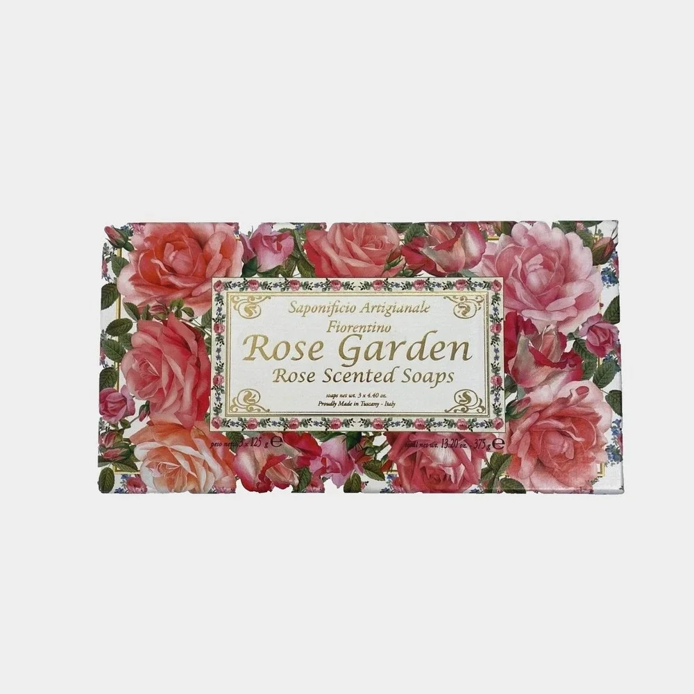 Soap 3 Bar Saponificio Artigianale Fiorentino Rose Garden 4.40 oz Each (13.20oz.